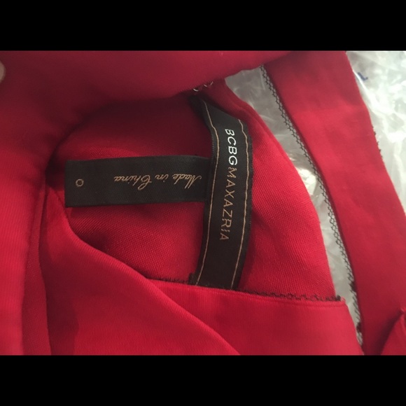 Red Silk One Shoulder BCBG Floor Length Gown - Picture 3 of 6